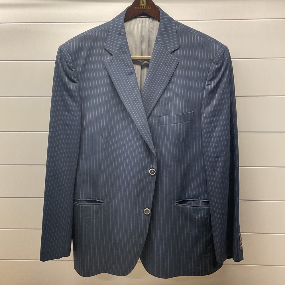 Jack Victor Collection Blue Pinstripe Super 120s Wool Blazer Sport Coat Canada